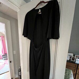 blaque label maxi dress with open back and cape sleeve
